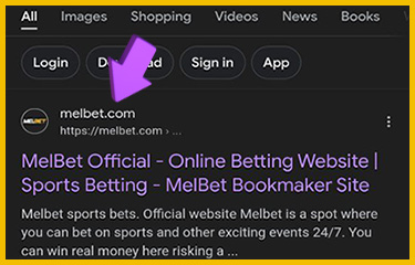 Go to the official Melbet website