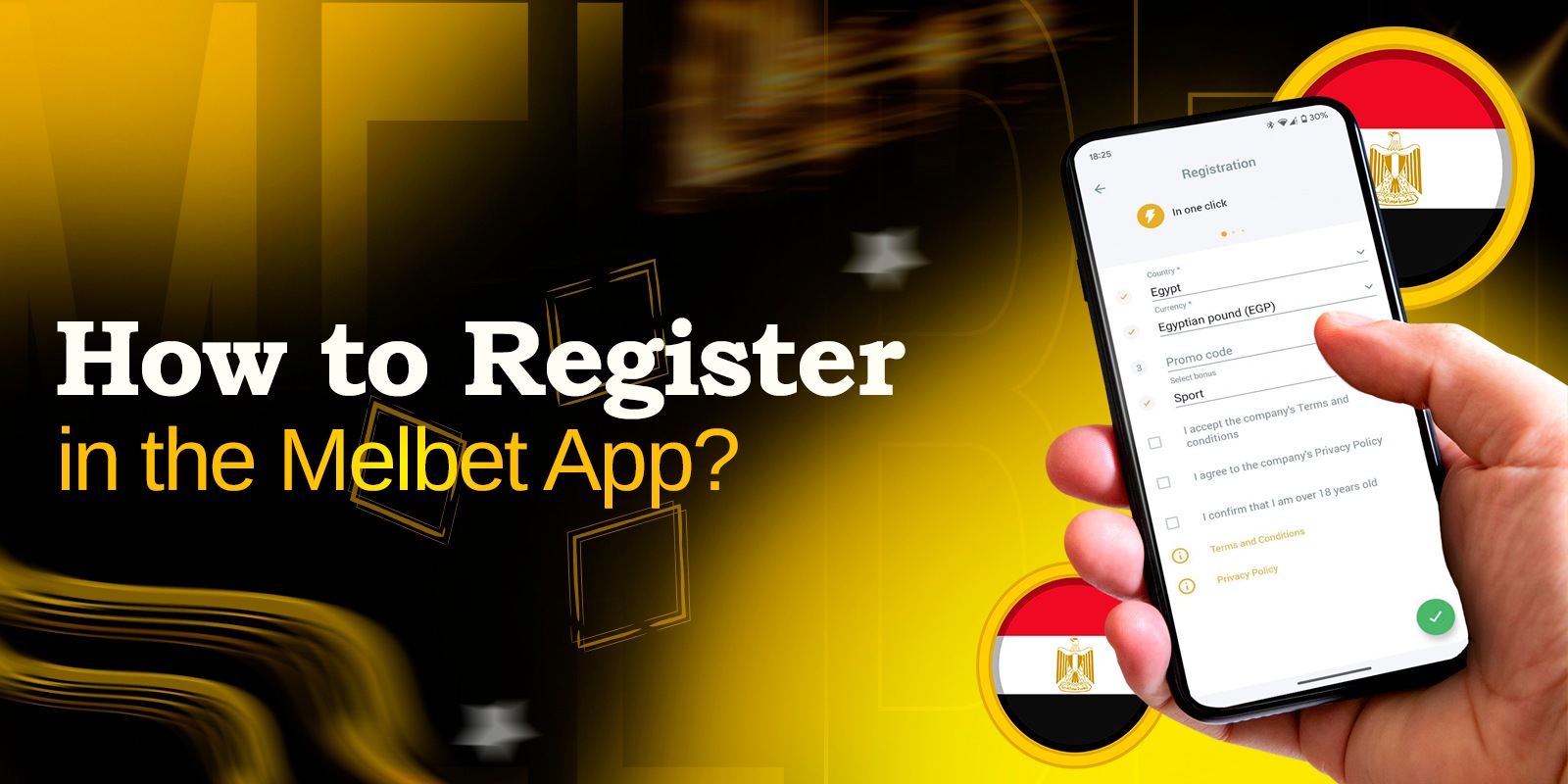 Register an account on the Melbet app