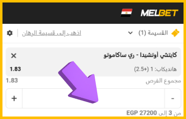 إدخال مبلغ الرهان واختيار السوق قبل التأكيد